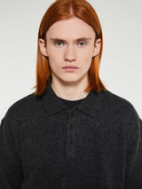 Beams Plus - Knit Polo 9G Shirt in Charcoal