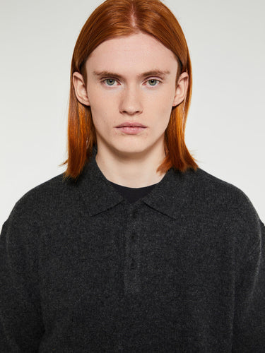 Beams Plus - Knit Polo 9G Shirt in Charcoal