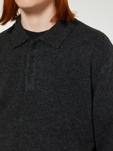 Beams Plus - Knit Polo 9G Shirt in Charcoal