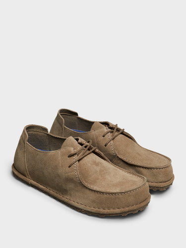 Birkenstock - Utti Lace Suede Leather Shoes in Gray Taupe