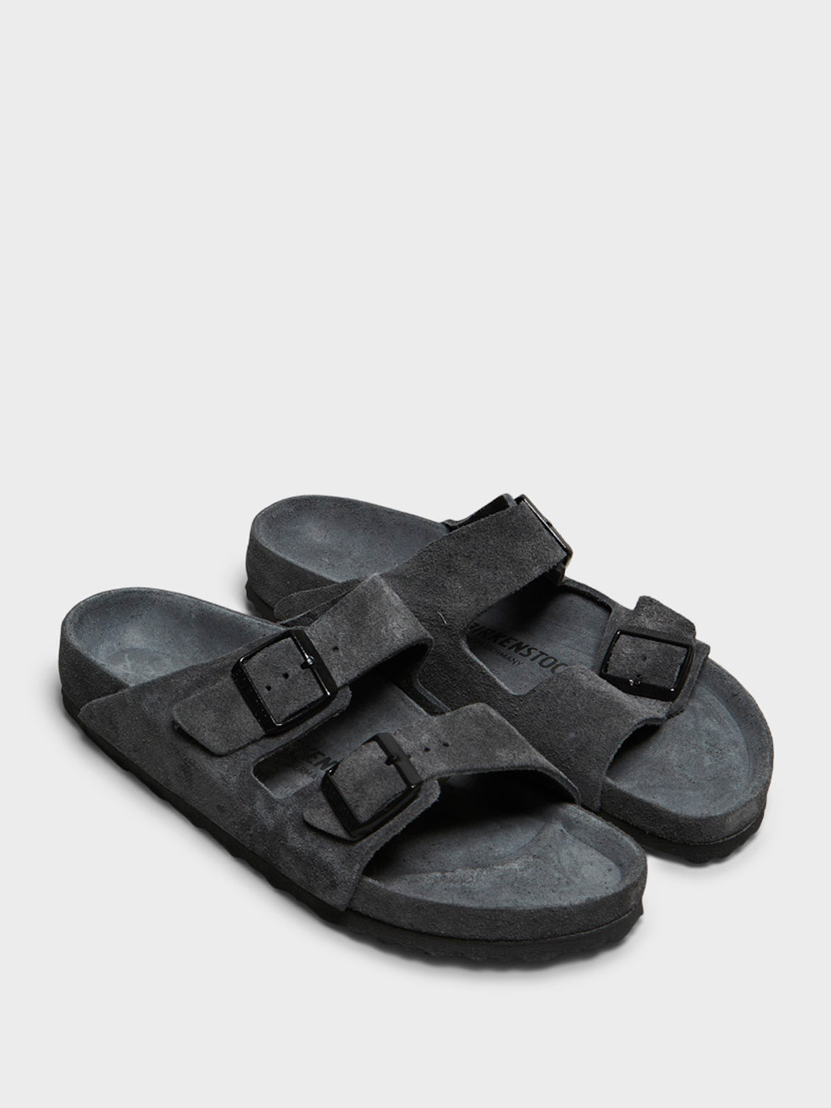 Birkenstock - Arizona Narrow Suede Sandals in Charcoal