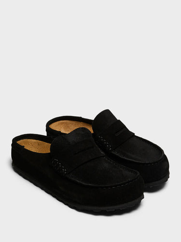 Birkenstock - Naples Narrow Wrapped Suede Leather Sandals in Black