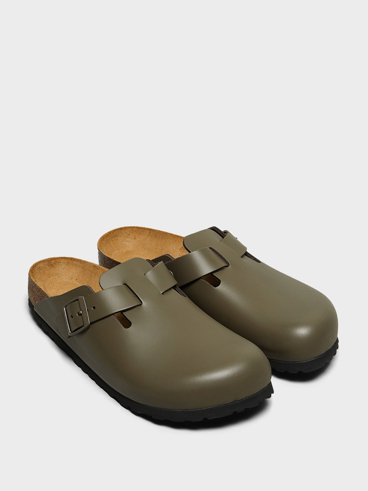 Birkenstock - Boston Natural Leather Sandals in Smooth Leather Concrete Grey