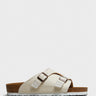 Birkenstock - Zürich Suede and Canvas Sandals in Eggshell