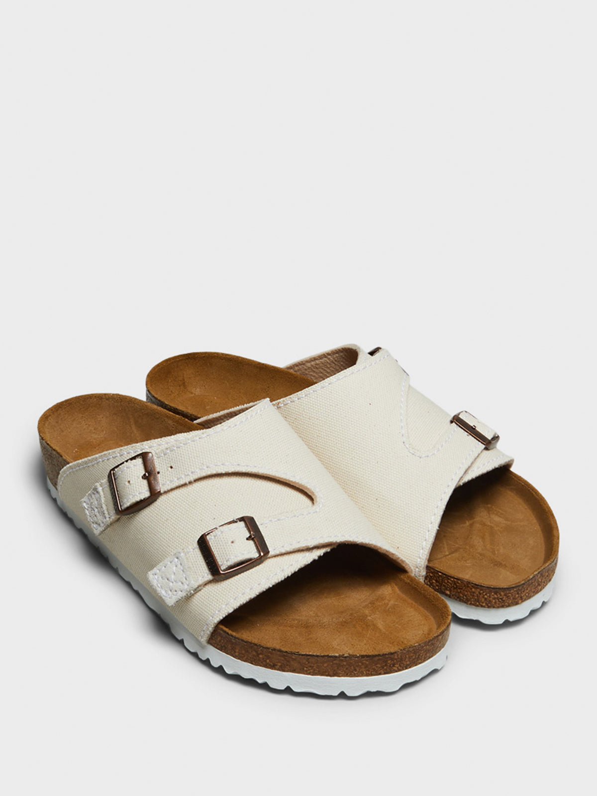 Zurich Suede and Canvas Sandals in Eggshell