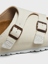 Birkenstock - Zürich Suede and Canvas Sandals in Eggshell
