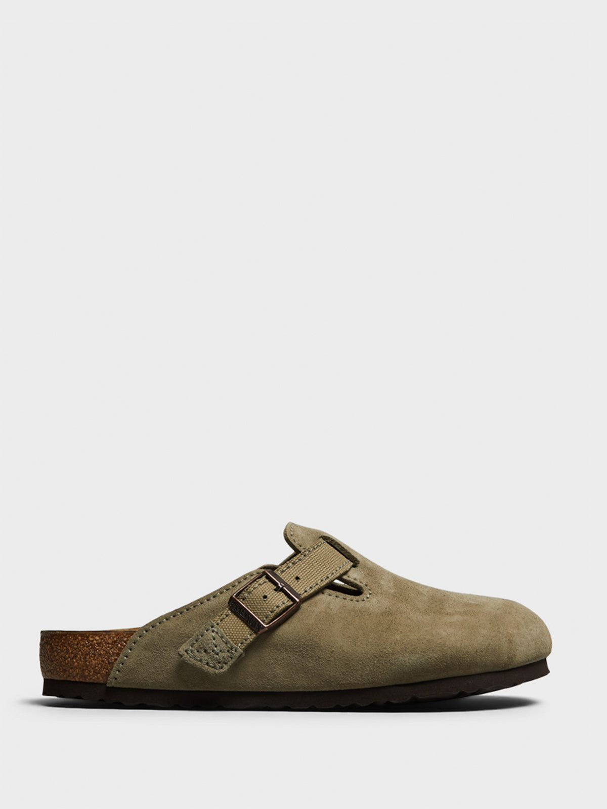 Birkenstock - Boston Suede and Canvas Sandals in Faded Khaki