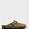 Birkenstock - Boston Suede and Canvas Sandals in Faded Khaki