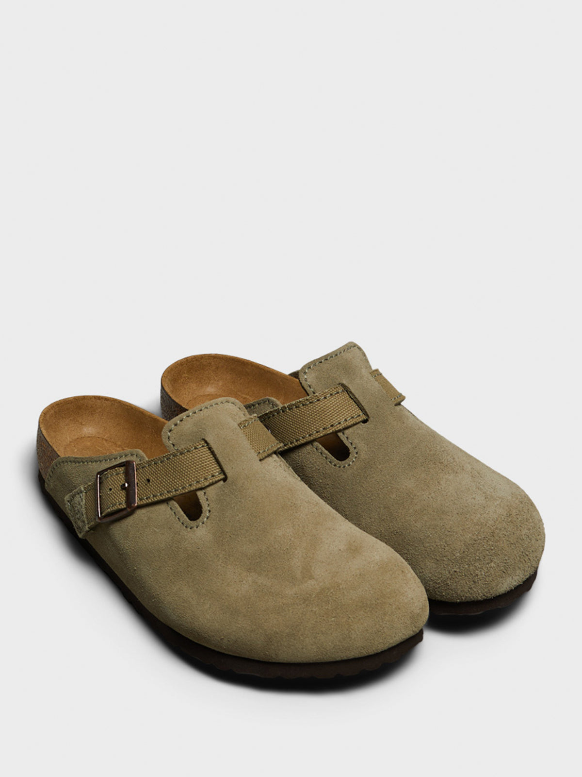 Birkenstock - Boston Suede and Canvas Sandals in Faded Khaki