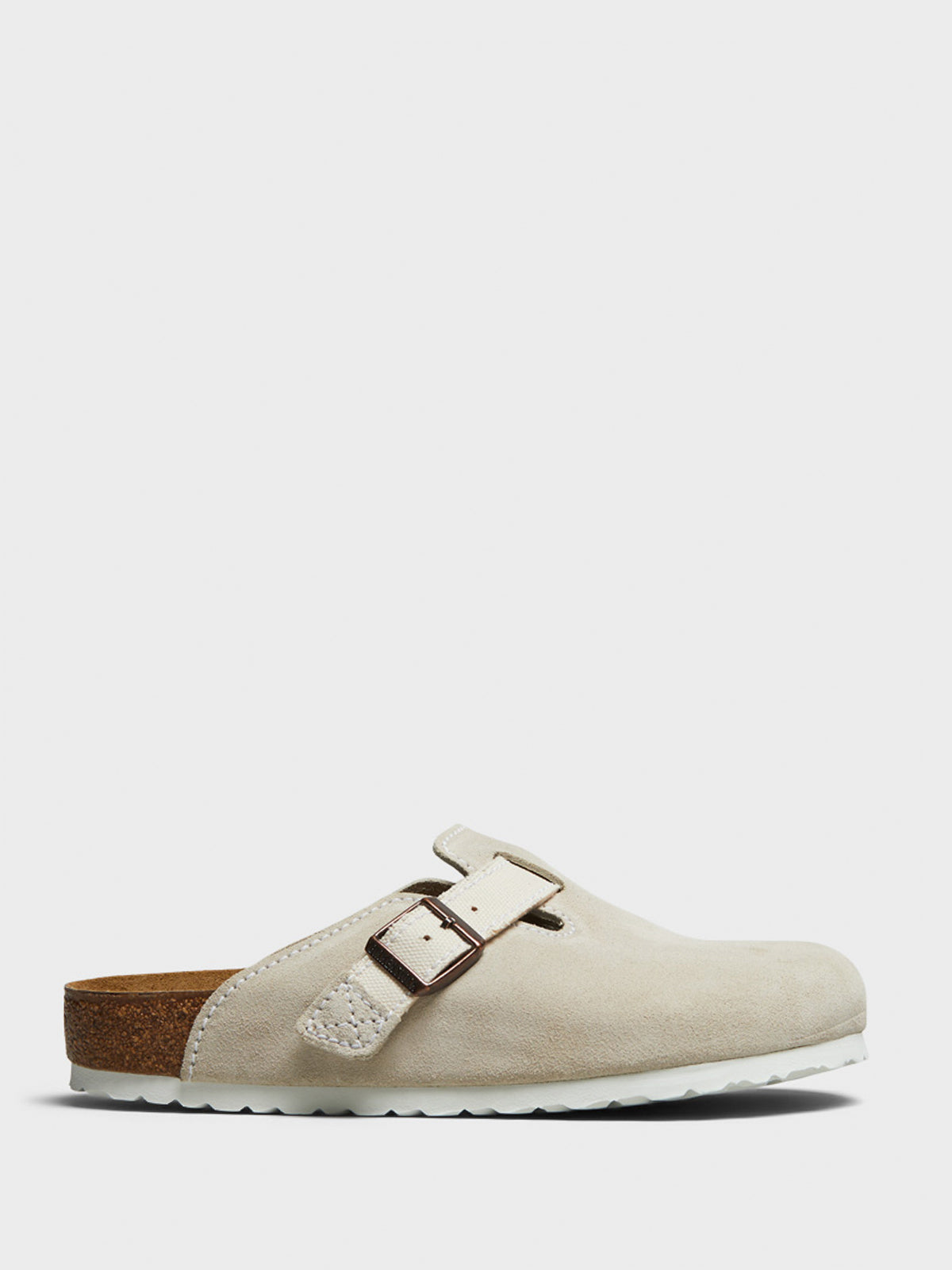 Birkenstock - Boston Suede and Canvas Sandals in Eggshell