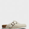 Birkenstock - Boston Suede and Canvas Sandals in Eggshell