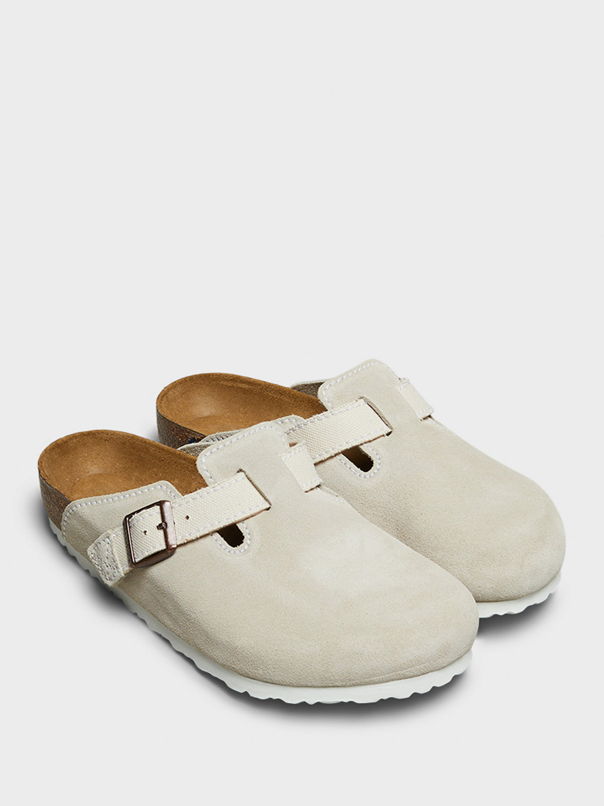 Birkenstock - Boston Suede and Canvas Sandals in Eggshell