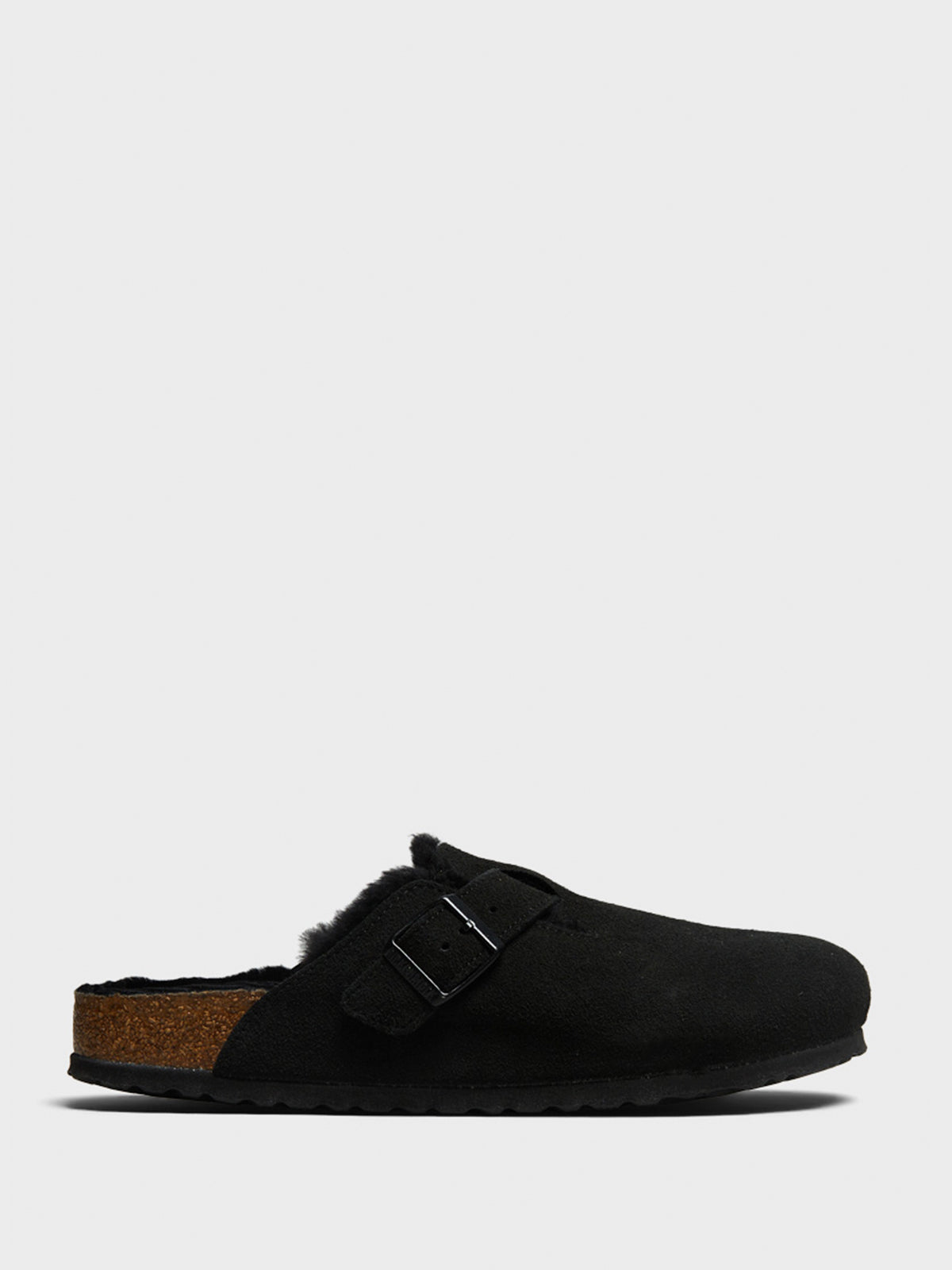 Boston VL/ Shearling Suede Sandals in Black (Narrow)