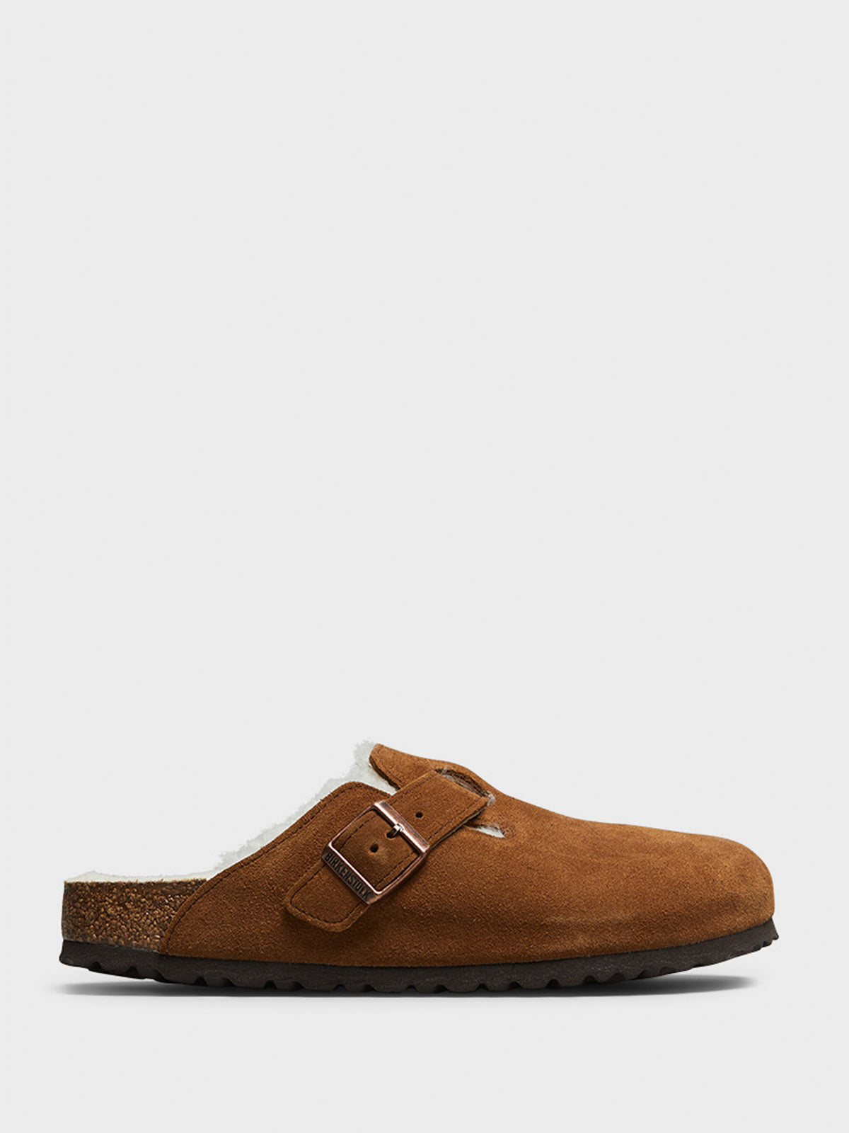 Birkenstock - Boston VL/ Shearling Suede Sandals in Mink (Narrow)