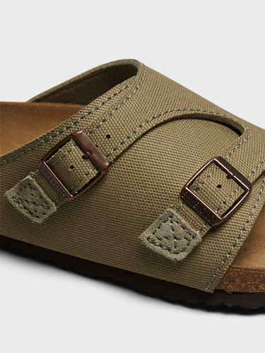 Birkenstock - Zürich Suede and Canvas Sandals in Faded Khaki