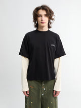 Calm. - Black T-Shirt Waffel Hybrid in Black and Cream