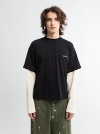 Calm. - Black T-Shirt Waffel Hybrid in Black and Cream