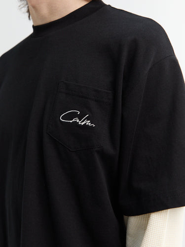 Calm. - Black T-Shirt Waffel Hybrid in Black and Cream