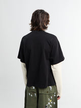 Calm. - Black T-Shirt Waffel Hybrid in Black and Cream