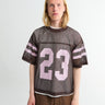 Calm. - Mesh Jersey T-shirt in Brown & Pink