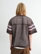Calm. - Mesh Jersey T-shirt in Brown & Pink