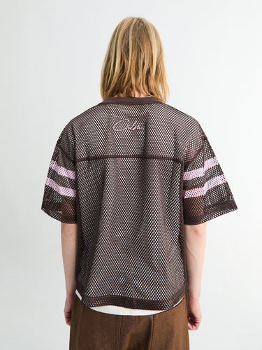 Calm. - Mesh Jersey T-shirt in Brown & Pink