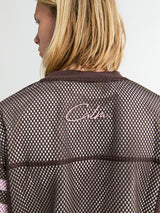 Calm. - Mesh Jersey T-shirt in Brown & Pink