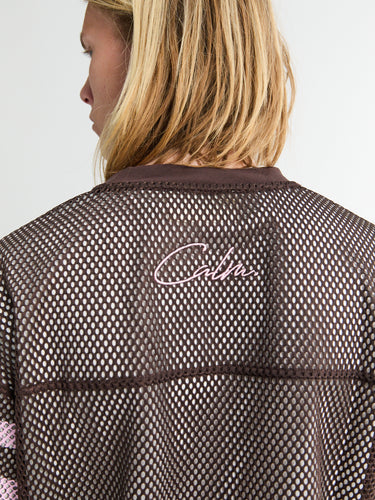 Calm. - Mesh Jersey T-shirt in Brown & Pink
