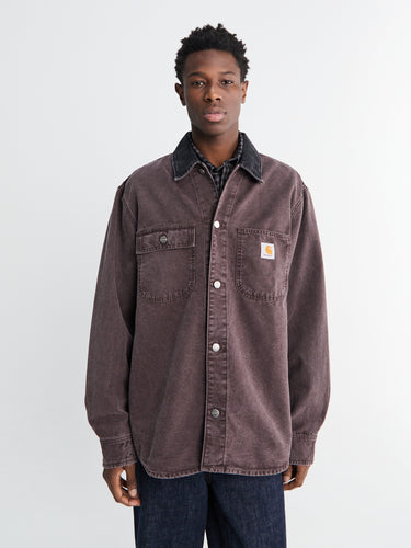 Mitch Canvas Shirt Jacket in Palisander and Black