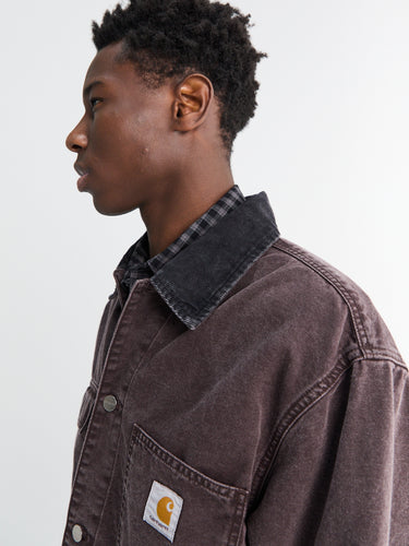 Mitch Canvas Shirt Jacket in Palisander and Black