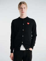 Comme des Garçons PLAY - Round-Neck Cardigan Red Emblem Knit in Black