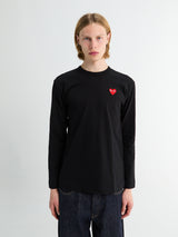 Comme des Garçons PLAY - Red Heart Longsleeved T-Shirt in Black