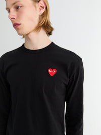 Comme des Garçons PLAY - Red Heart Longsleeved T-Shirt in Black