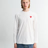 Comme des Garçons PLAY - Red Heart Longsleeved T-Shirt in White