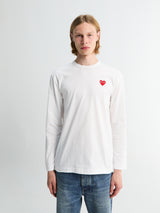 Comme des Garçons PLAY - Red Heart Longsleeved T-Shirt in White