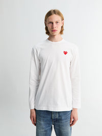 Comme des Garçons PLAY - Red Heart Longsleeved T-Shirt in White