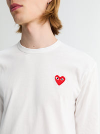 Comme des Garçons PLAY - Red Heart Longsleeved T-Shirt in White