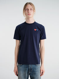 Comme des Garçons PLAY - T-Shirt With Double Burgundy Emblem in Navy