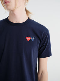 Comme des Garçons PLAY - T-Shirt With Double Burgundy Emblem in Navy