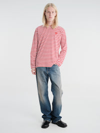Comme des Garçons PLAY - U T-Shirt Red Emblem Knit in Red