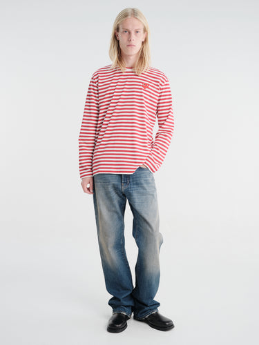 Comme des Garçons PLAY - U T-Shirt Red Emblem Knit in Red