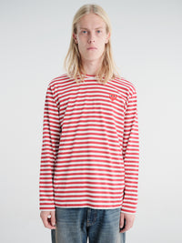 Comme des Garçons PLAY - U T-Shirt Red Emblem Knit in Red