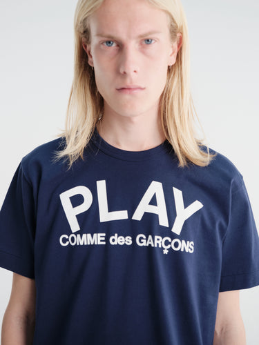 Comme des Garçons PLAY - U T-Shirt Logo Print Knit in Navy