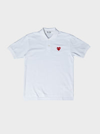 Comme des Garçons PLAY - U T-Shirt Red Emblem Knit in White