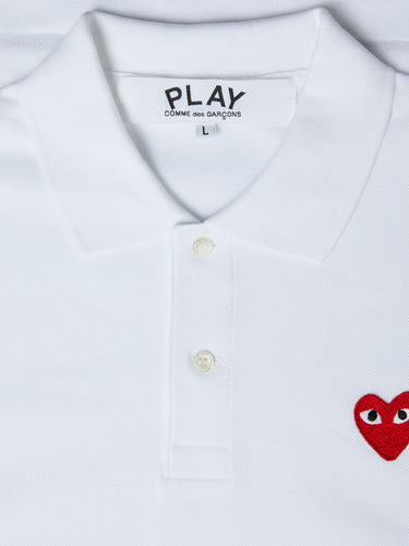 Comme des Garçons PLAY - U T-Shirt Red Emblem Knit in White
