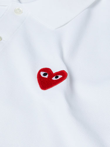 Comme des Garçons PLAY - U T-Shirt Red Emblem Knit in White