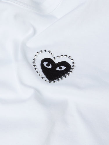 Comme des Garçons PLAY - T-SHIRT EMBLEM X METALSTONE in White and Black