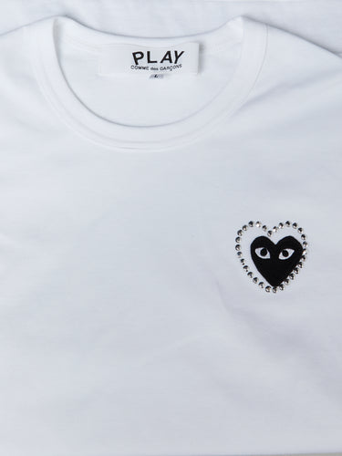 Comme des Garçons PLAY - T-SHIRT EMBLEM X METALSTONE in White and Black