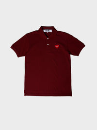 Comme des Garçons PLAY - U T-Shirt Red Emblem Knit in Burgundy
