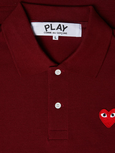 Comme des Garçons PLAY - U T-Shirt Red Emblem Knit in Burgundy
